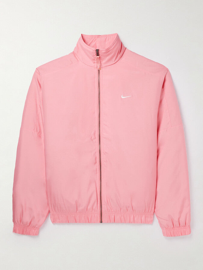 Nike Solo Swoosh Satin Pink Bomber Jacket