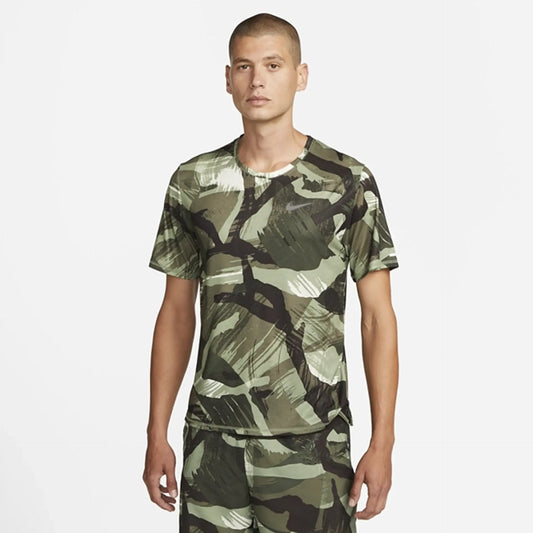 Nike Dri-FIT Miler Men's Short Sleeve Camo Running Top Green